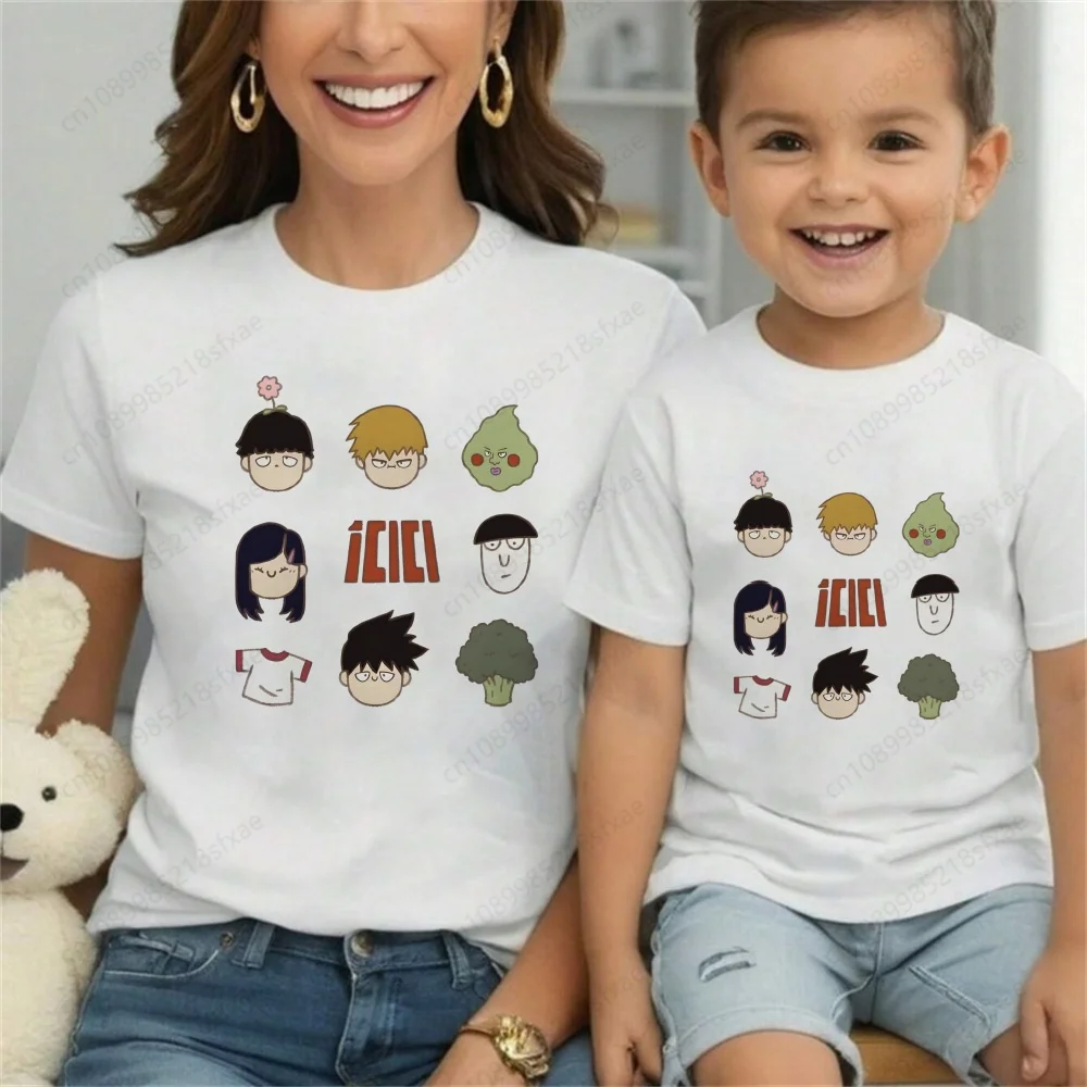 Mob Psycho 100 One Anime Manga Shigeo Kageyama Boys T Shirt for Family Cartoon TShirt for Children Summer Kids Clothing T-shirt