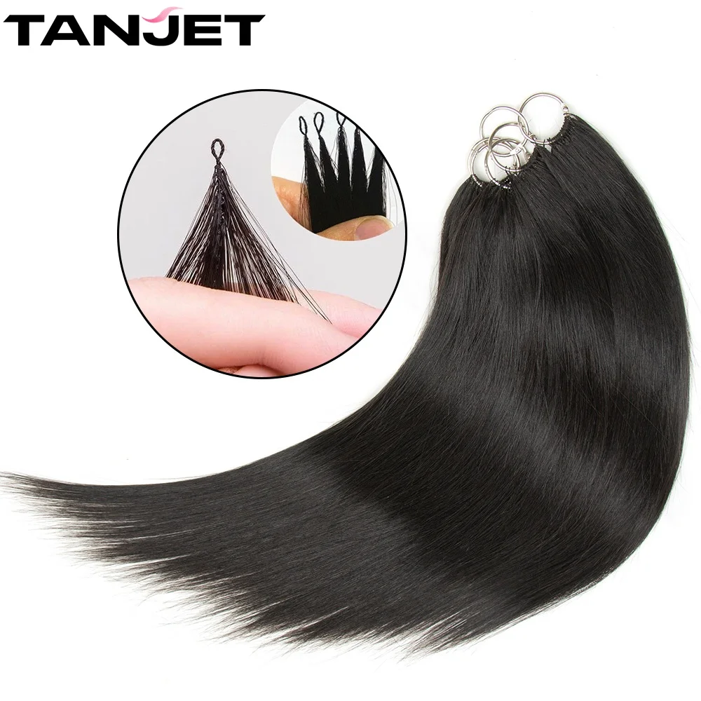 Black Micro Feather Hair Extensions Natural Women Straight Real Human Hair Non-Remy Invisible Micro Interface With Free Braided