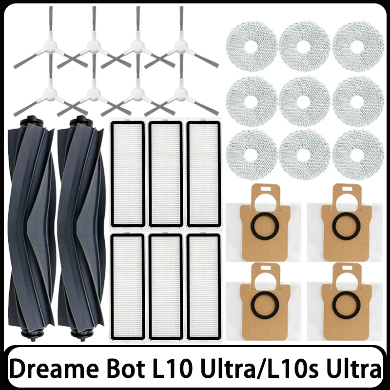 

Compatible For Dreame L10s Ultra / L10 Ultra Replacement Parts Accessories Roller Side Brush Hepa Filter Mop Cloth Dust Bag