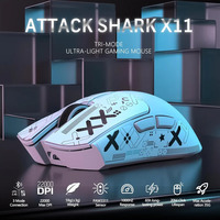 ATTACK SHARK X11 Wireless Gaming Mouse 2.4G Rechargeable Mouse 22K DPI Ultralight White Mouse Three Mode Bluetooth Mouse