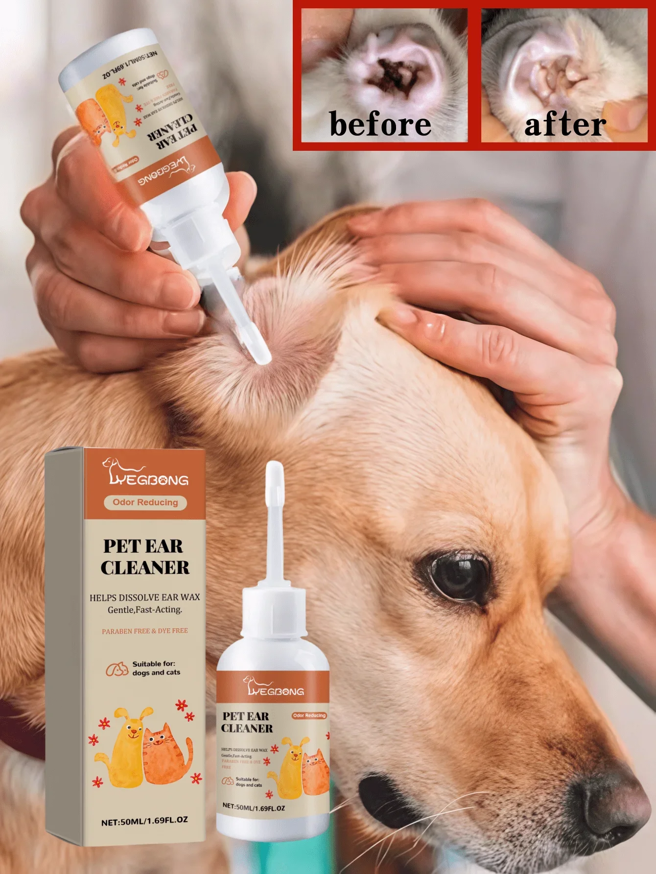 

Pet Ear Drops To Relieve Discomfort, Clean Earwax And Eliminate Odor For Dogs And Cats