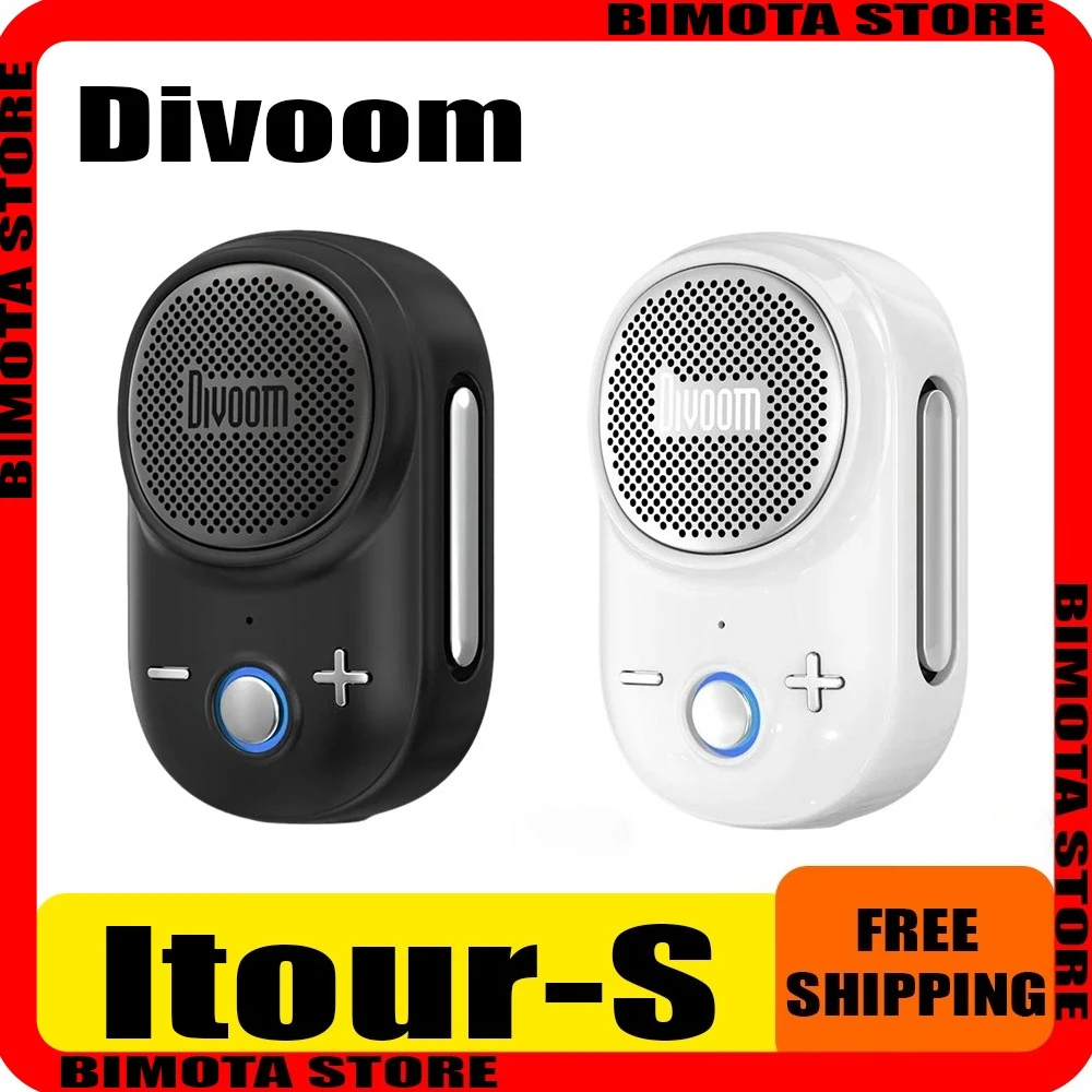 Divoom Itour-S Портативный Bluetooth-динамик Носимый IP67 Водонепроницаемый лагерь Встроенный ремешок с клипсой Маленький динамик для занятий спортом на открытом воздухе Подарок