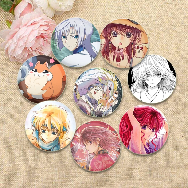 Anime Yona of The Dawn Brooches Cartoon Style Badge on Backpack Clothes Handmade Round Enamel Pins for Jewelry Gift Accessory