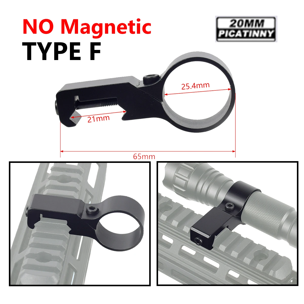 7 Type 25.4mm Ring Tactical Quick Release Offset Flashlight Holder Magnetic 20mm Picatinny Rail Sight Scope Hunting Gun Mount