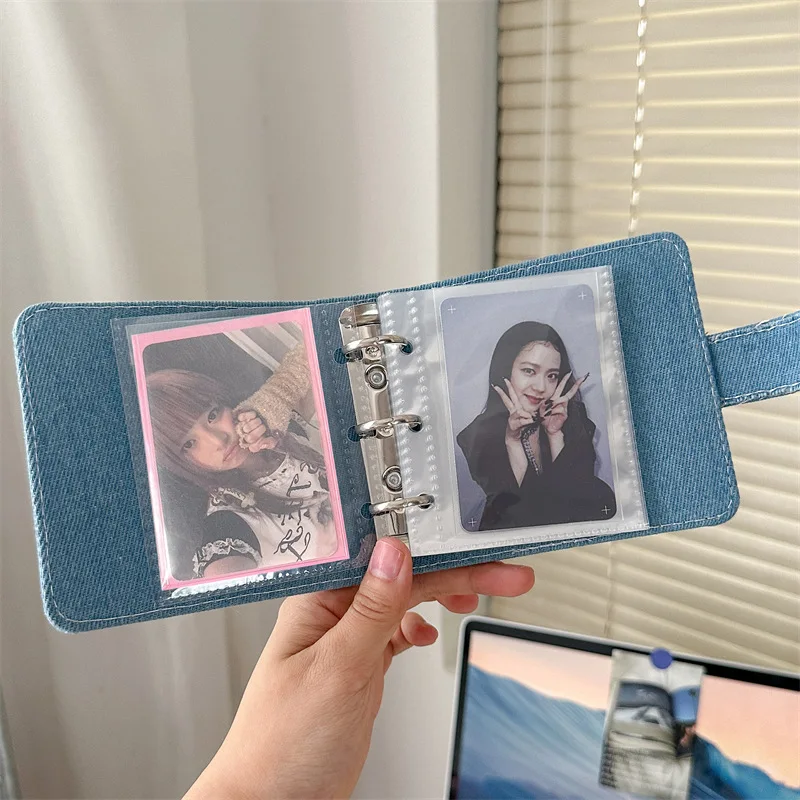 Solid Color Jeans Photocard Binder A5 Heart Collect Book 3inch Photo Album Card Holder Korean Kpop