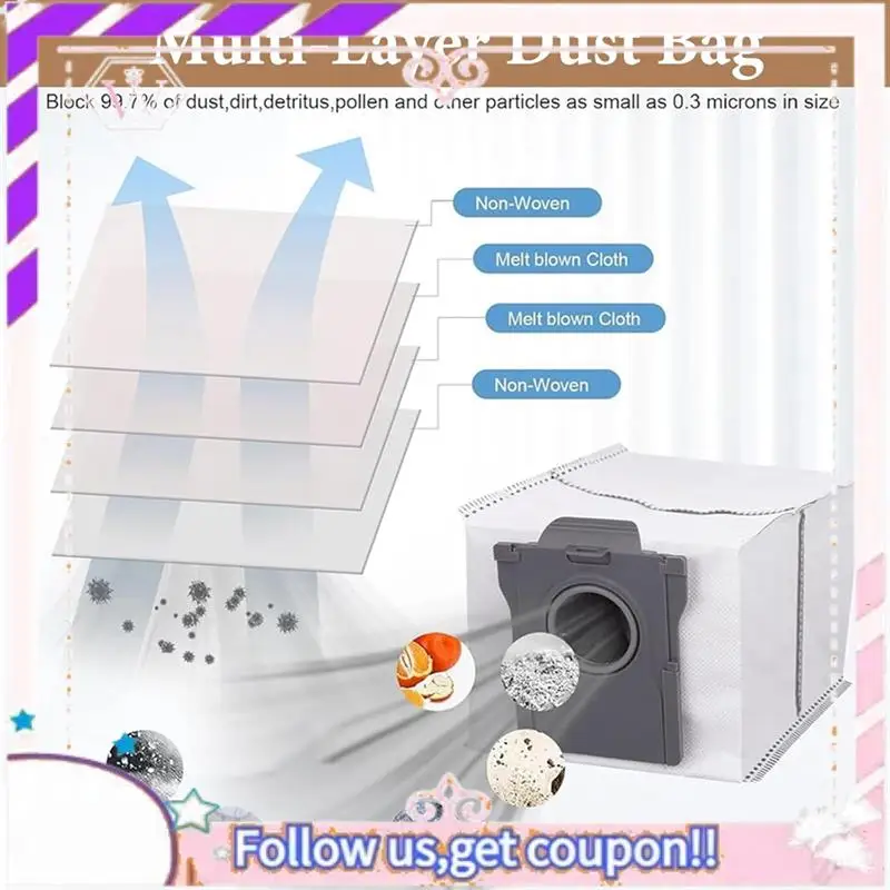 حزمة ملحقات كاملة متينة لـ Mova P50 Pro Ultra/P10 Pro Ultra: تتضمن فرشاة جانبية رئيسية وفلتر HEPA وسادات ممسحة و Dus