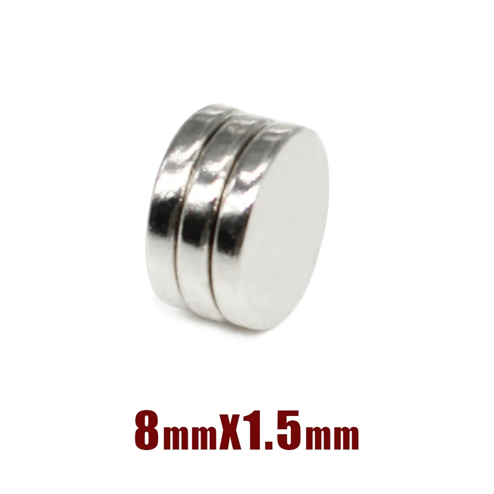 20/50/100/200/300/500 Uds 8x1,5 imanes redondos 8x1,5 magnético potente para nevera, bricolaje, edificio, científico, artesanía, educación