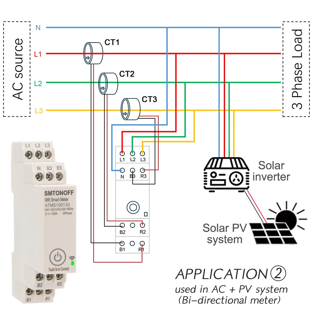 WIFI Tuya 100A Dreiphasiger Intelligenter Energiemonitor mit Externem Stromwandler CT 380V /415V 50Hz 60Hz – Detail 10