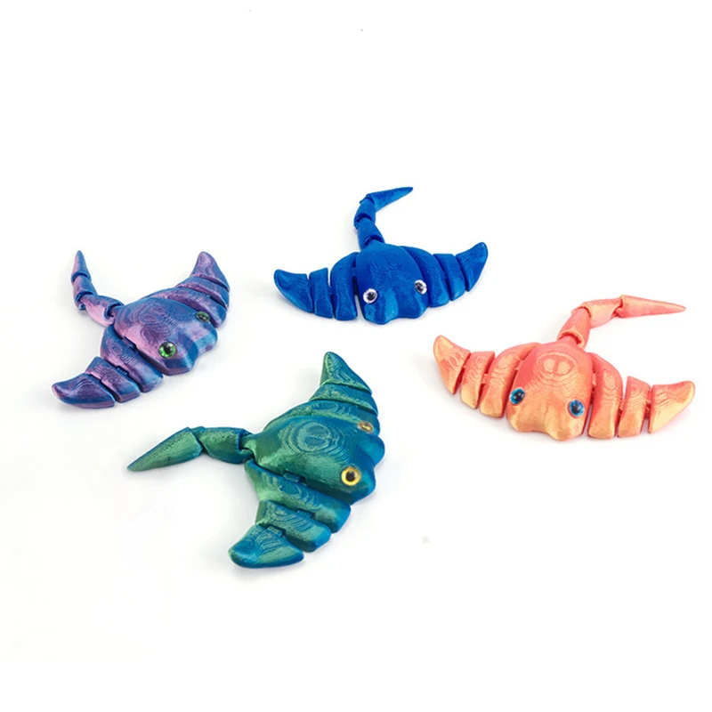 New Creative 3D Printing Marine Animals Toy Cute Devil Fish Joints Movable Model Funny Children\'s Toys Desktop Decoration Gift
