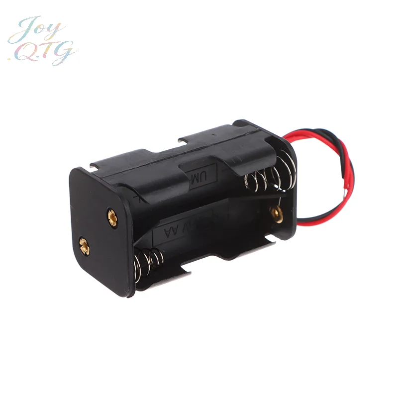 Hot Sale High-quality 4-Cell AA Battery Holder, 6V Output, Black Double-layer Plastic Battery Case with Wires