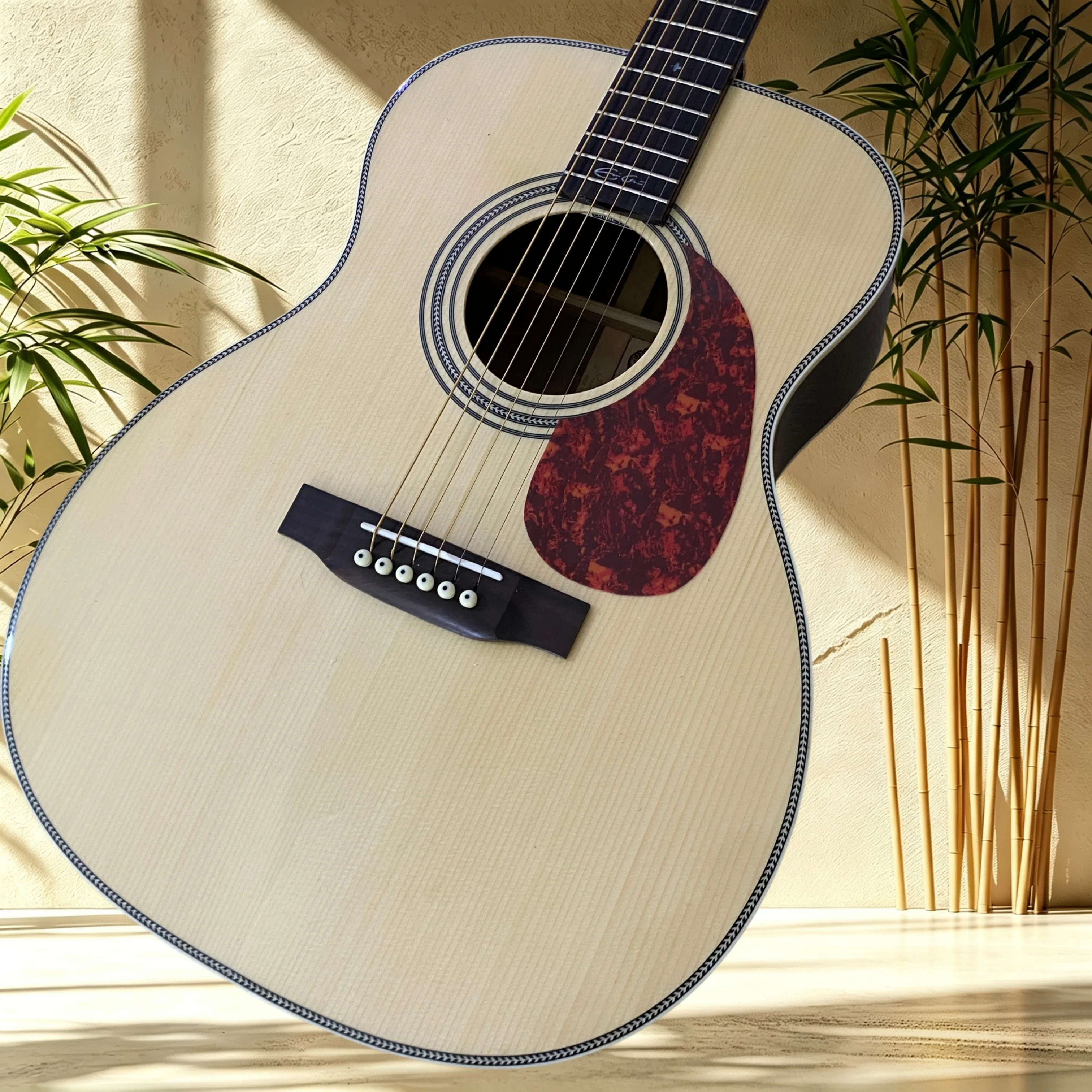 00028EC Natural Acoustic Guitar Spruce Top Rosewood Back Sides 39 Inch Singing Fingerstyle Rehearsal Recording Stage Performance
