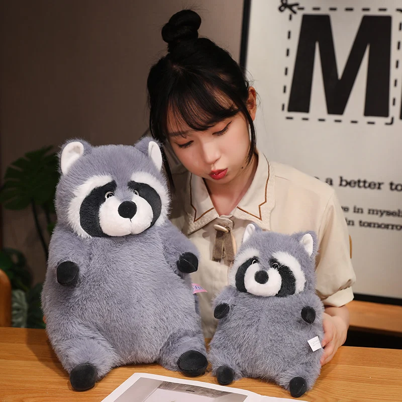 Artificial Fat Raccoon Plush Doll Grey Round Raccoon Animal Plush Toy Super Soft Christmas Gift For Boys And Girls