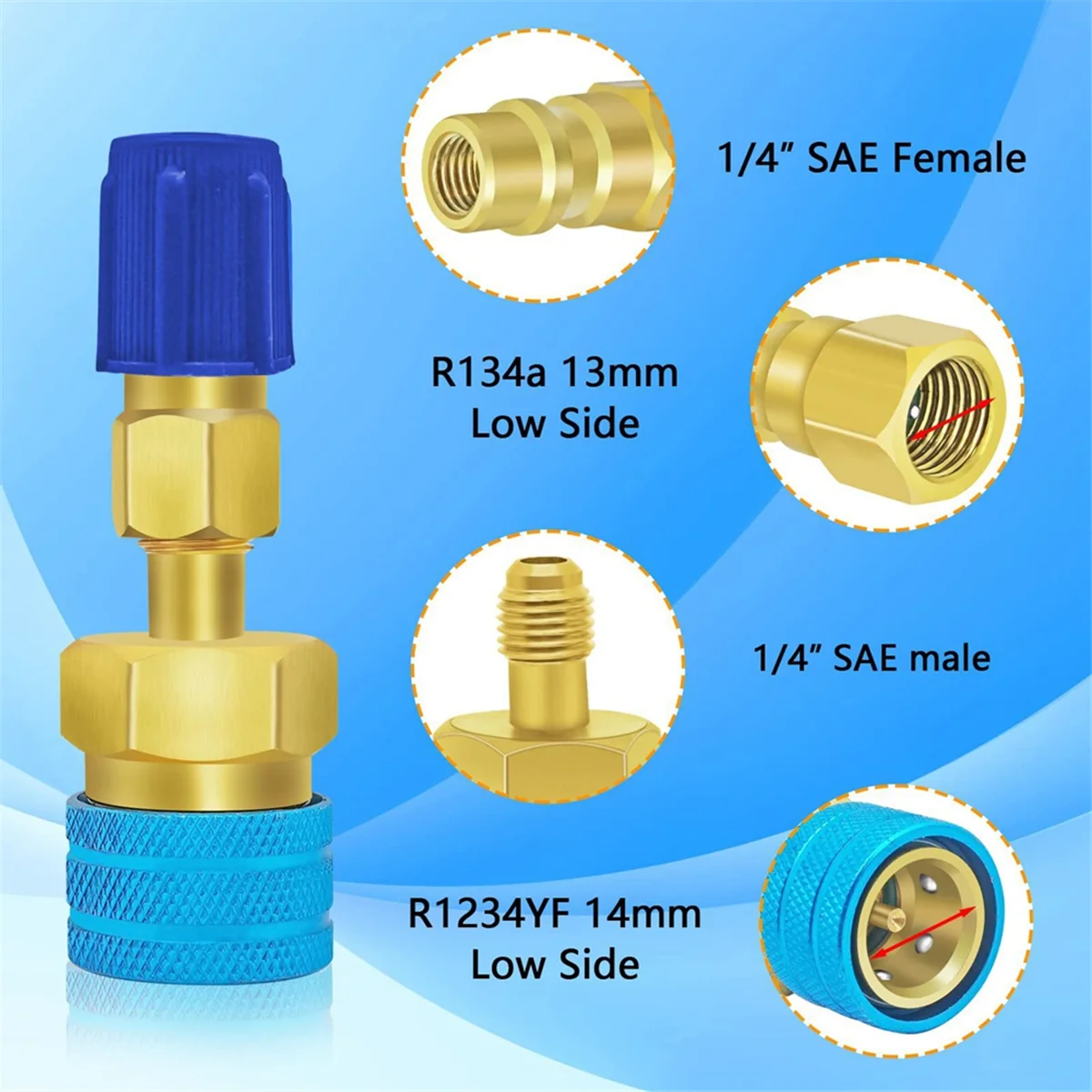 AA98 Adapter Quick Fitting Coupler for R1234YF/R12 to R134A High Low Side Adapter Connector Car Airconditioning Fitting