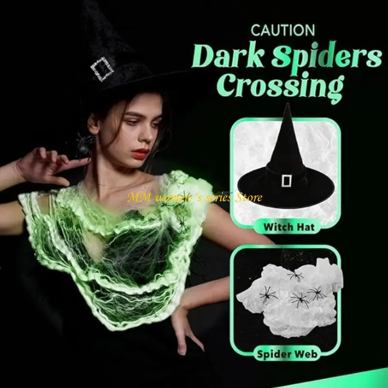 Q39C Beautiful Witch Hat Pendant Halloween Hat Unisex Personality Breathable Hat