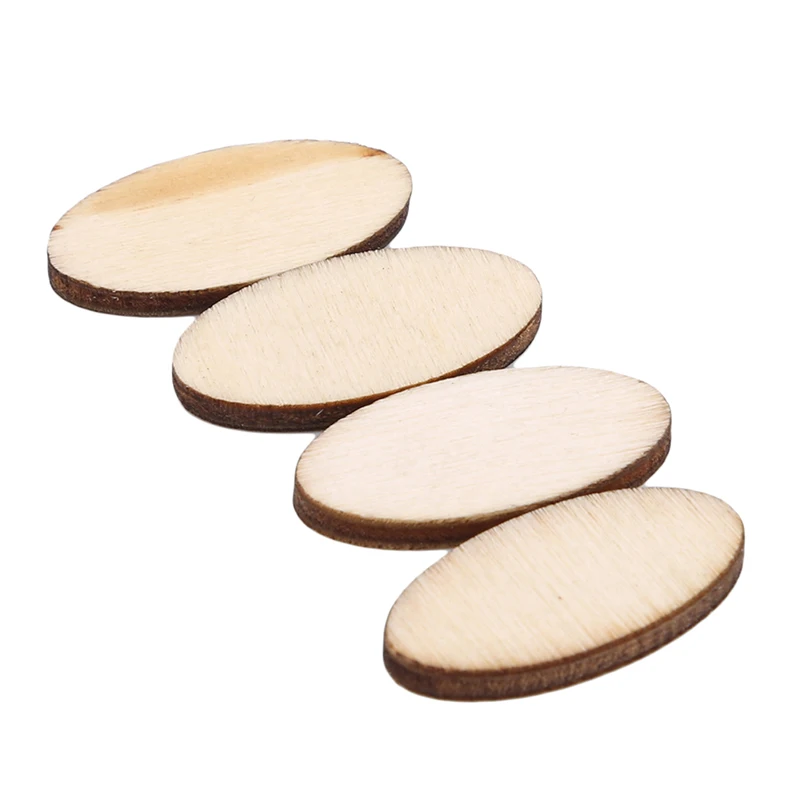 100PCS Unfinished Wood Oval Slices Natural Rustic Wooden Cutout Oval Wood Pieces Tag for DIY Craft Wedding Centerpiece Christmas