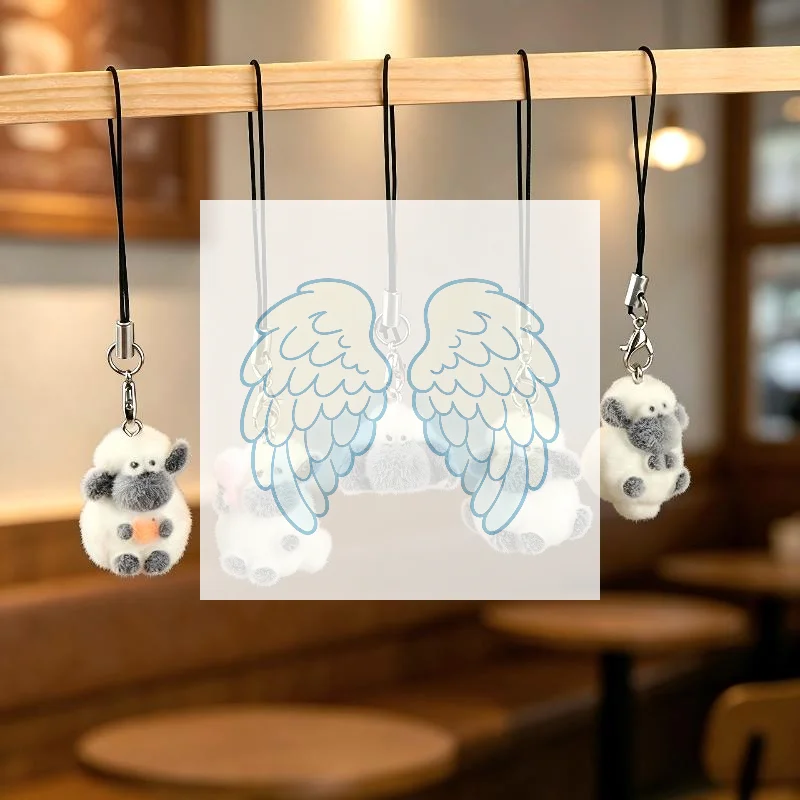 Cute Flocking Sheep Keychain For Women Mini Lamb Pendant DIY Handmade Bag Charms Phone Strap Car Key Accessories Gifts