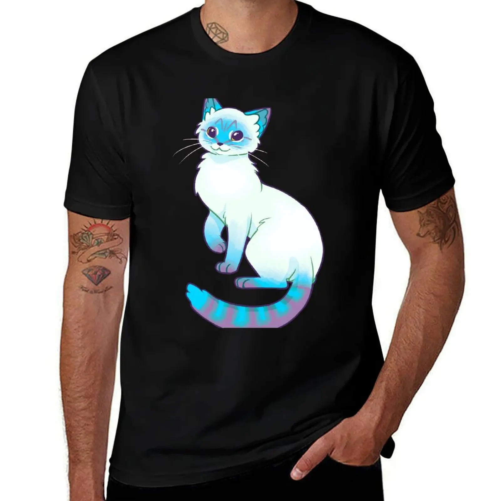 

ANXIETY Siamese t Magical man Cat shirts for with man funny cotton Point Lynx prints shirts LIES t shirts t T-Shirt