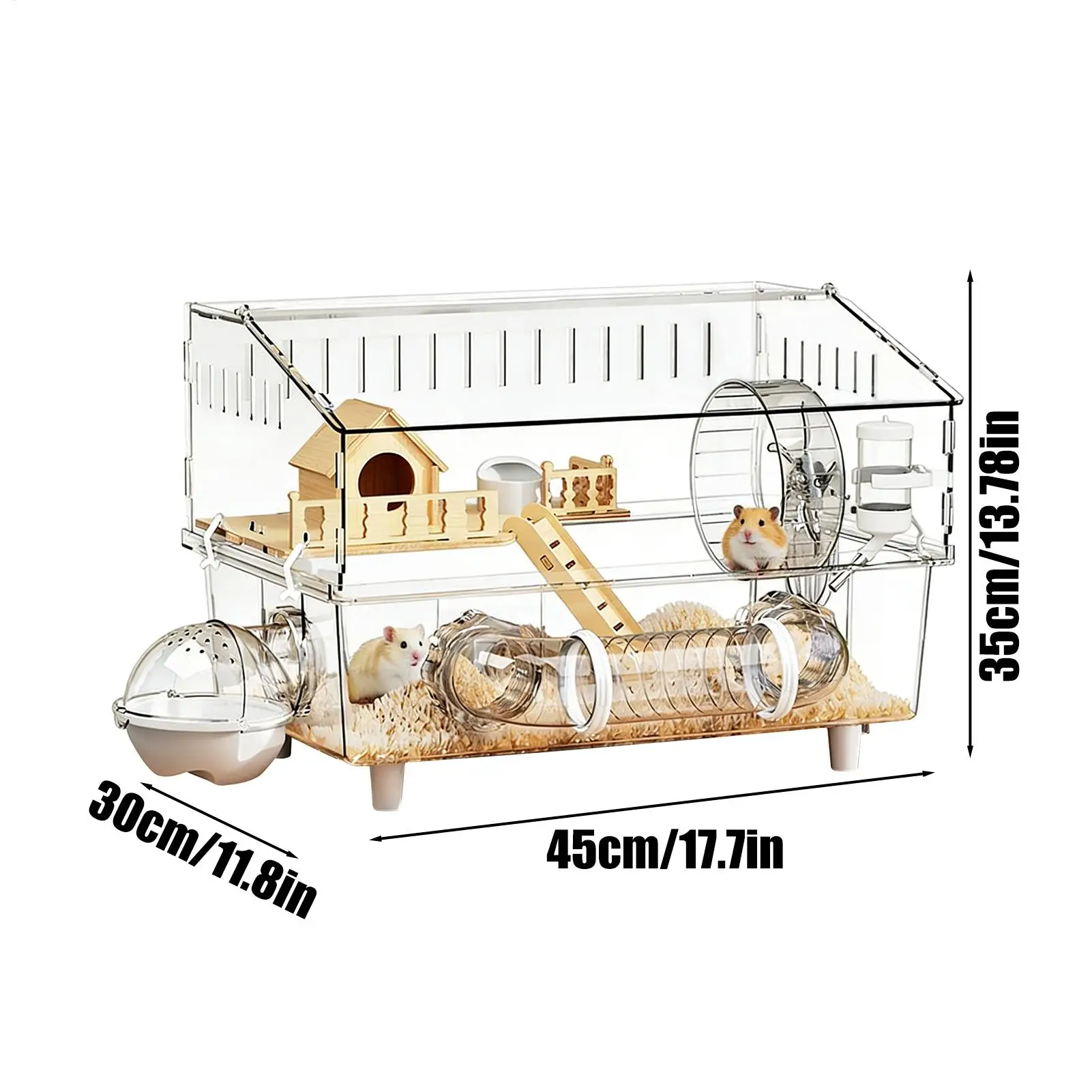 17.7x11.8x13.5 Inch Large Acrylic Clear Hamster Villa Cage For Syrian Gold Bear Habitat Stackable DIY Habitat Terrarium view 6