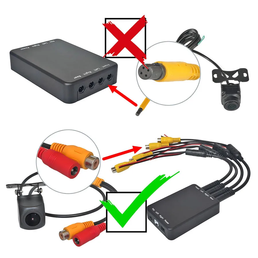 DIYSECUR 4 Way Control Box Switch Video Channel Converter for 360° Car Panoramic Camera System Rear Front Left Right Reversing