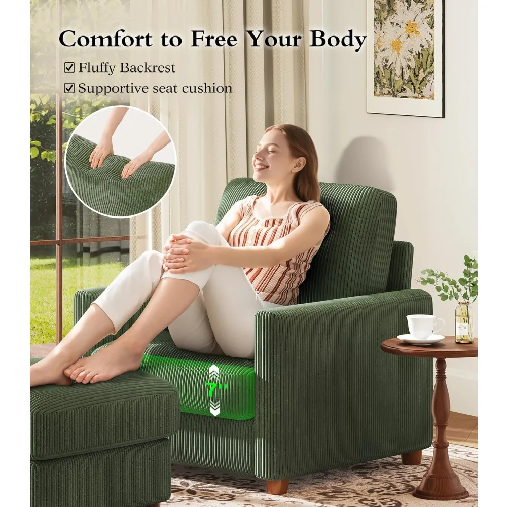 كرسي كبير الحجم 35.5 بوصة، سهل التجميع كراسي غرفة المعيشة، كرسي قراءة سروال قصير لغرفة النوم، لمقعد بعمق 2.5 بوصة #3