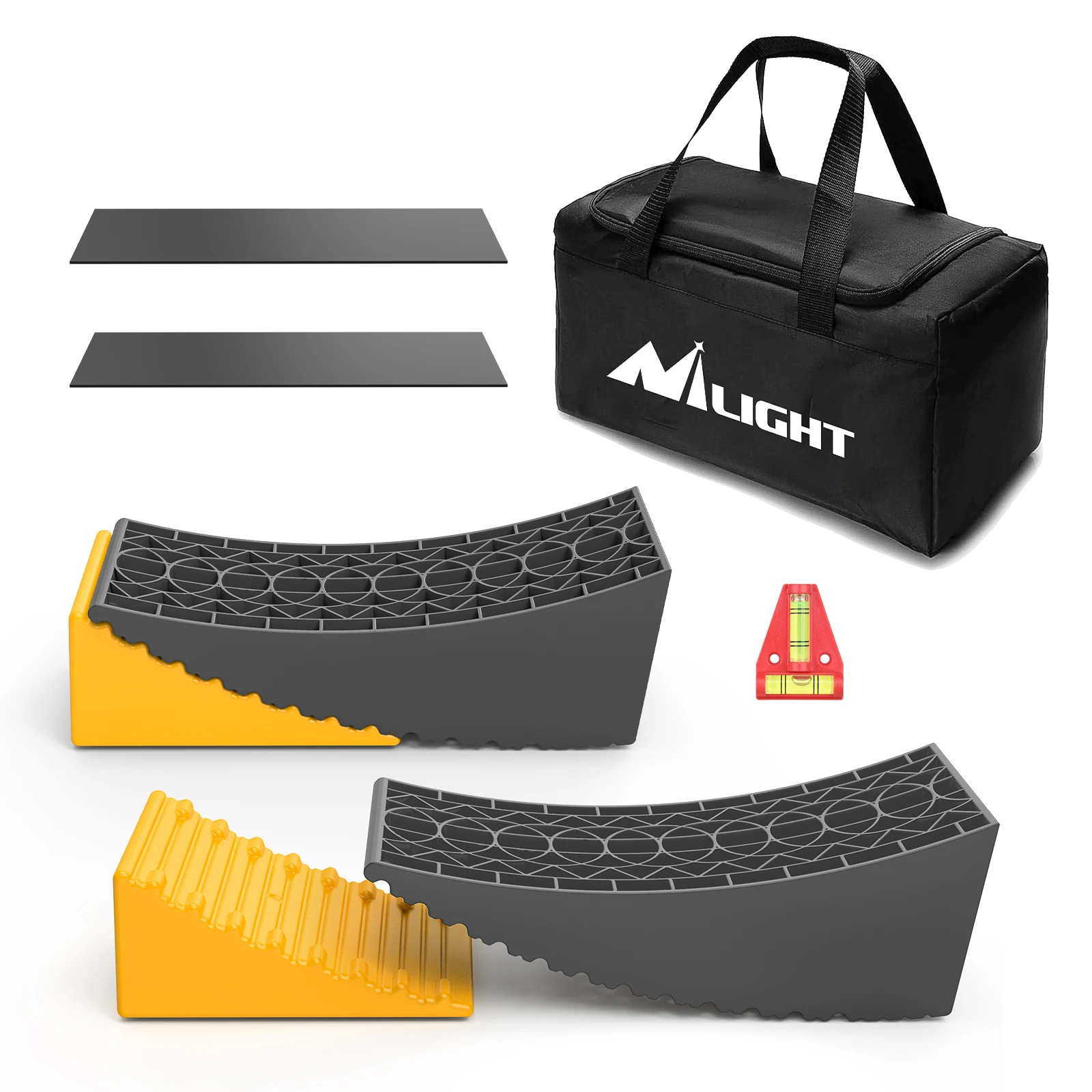 

Nilight RV Leveler - 2 Pack Camper Leveling Blocks Ramp Support Dual Axles, Up to 35000lbs, Fast RV Accessories Leveling System for Travel Trailer, Motorhome - Summer Camping Options Gift Red/Orange/Yellow between 1/2" and 4"