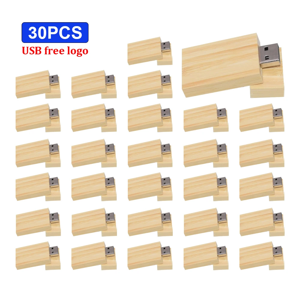 

30pcs/lot New Wooden USB Flash Drive 64GB Free Custom Logo Pendrive 32GB Photography Memory Stick 16GB U Disk Wedding Gift 8GB