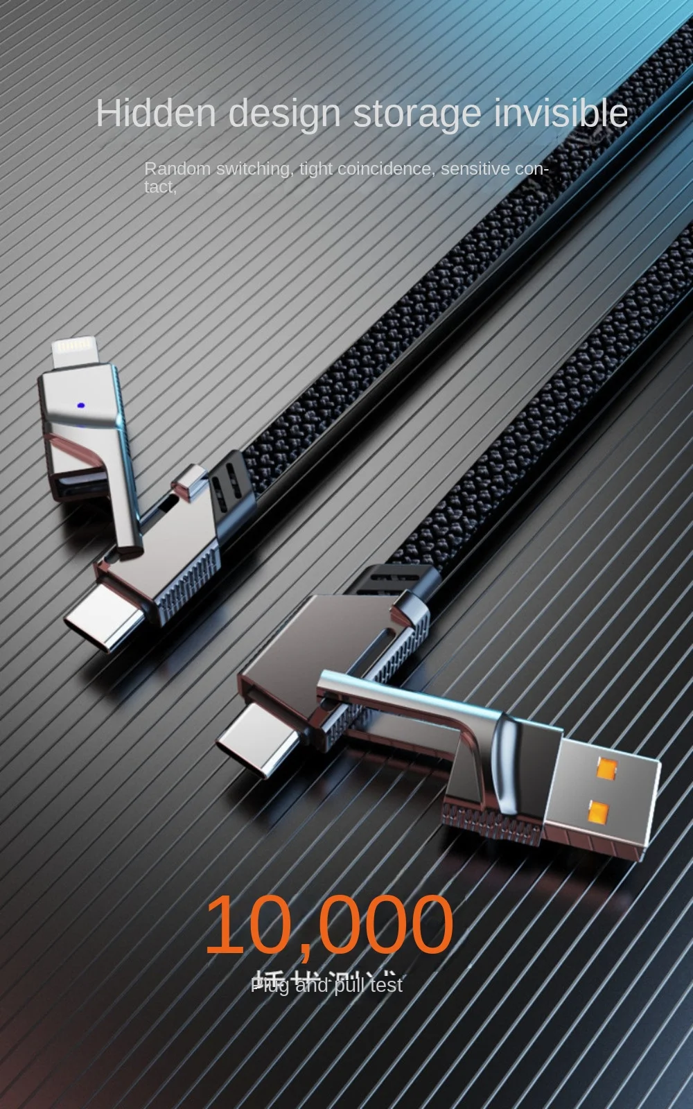 100W Super Fast Charging Four-in-one Charging Cable, One to Four Braided Data Cable, Suitable for Apple and Huawei PD Fast Charg image 3