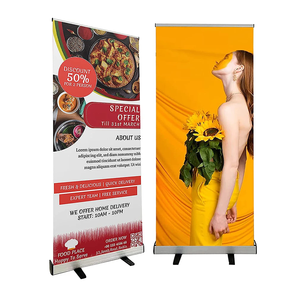 Wholesale Factory Supply 85*200cm Deluxe Retractable Banner Roll Up Banner Stand for Promotion and Advertising