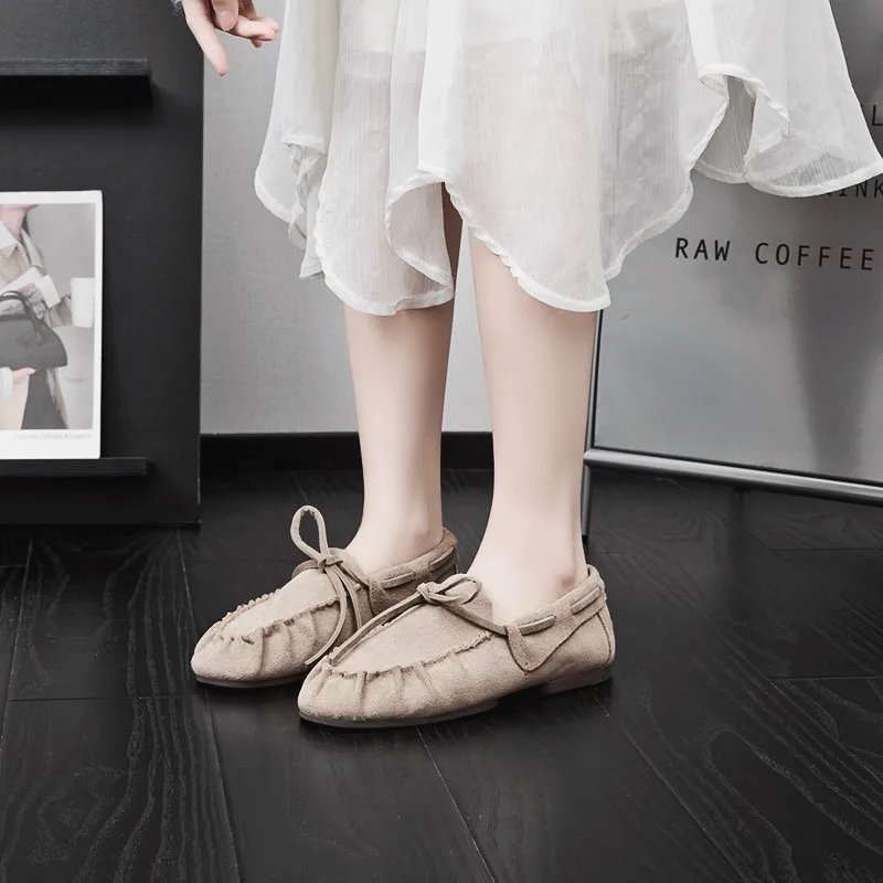 AIYUQI Damen-Loafer im britischen Stil 2026 – Neue Beanie-Schuhe aus echtem Leder für Damen, flache, rutschfeste Vintage-Slipper für Frauen – Detail 8