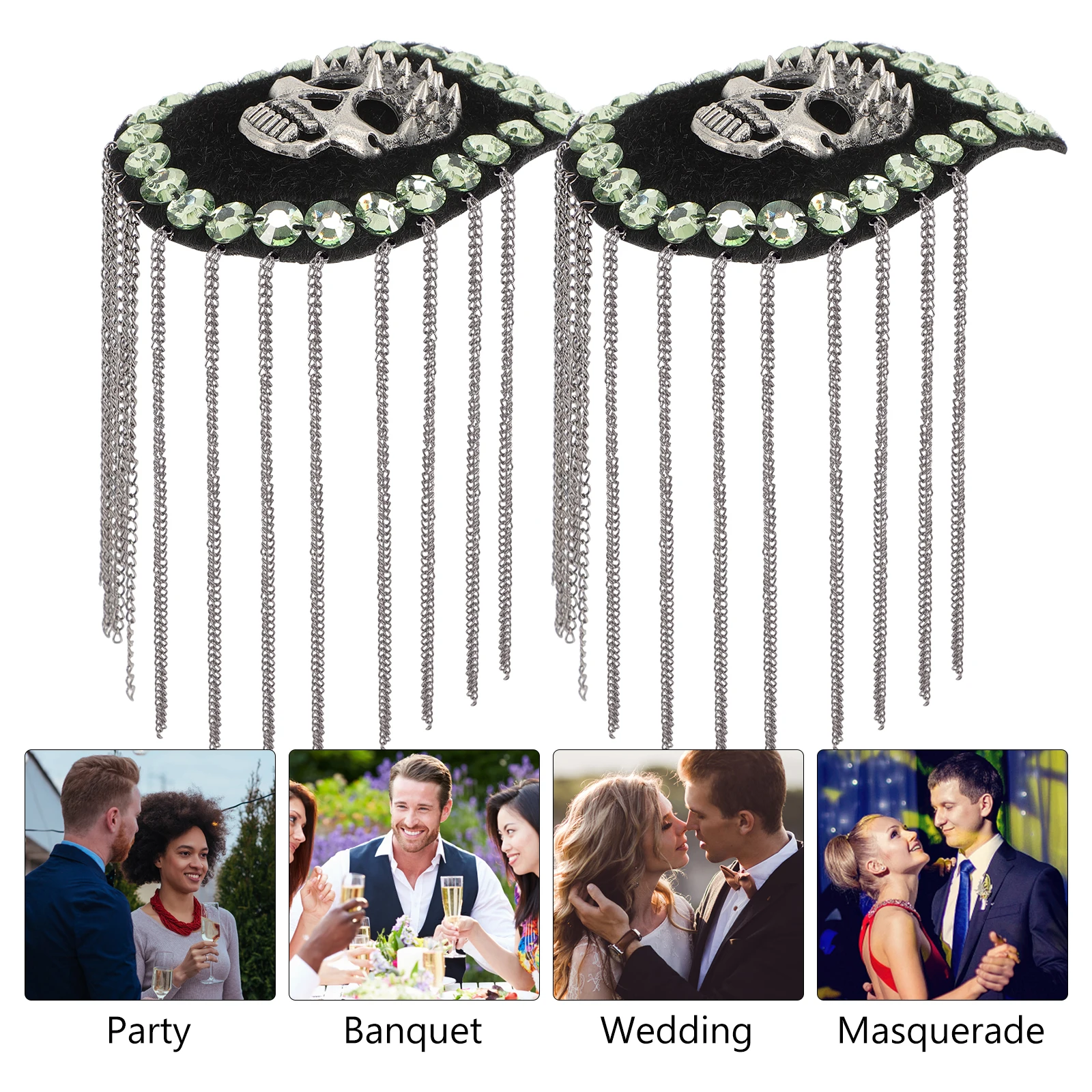 2 stücke Schädel Quaste Epauletten Punk Schulter Zubehör Dekorative Kostüm Uniform Epaulet Für Halloween Party Tragen Handwerk