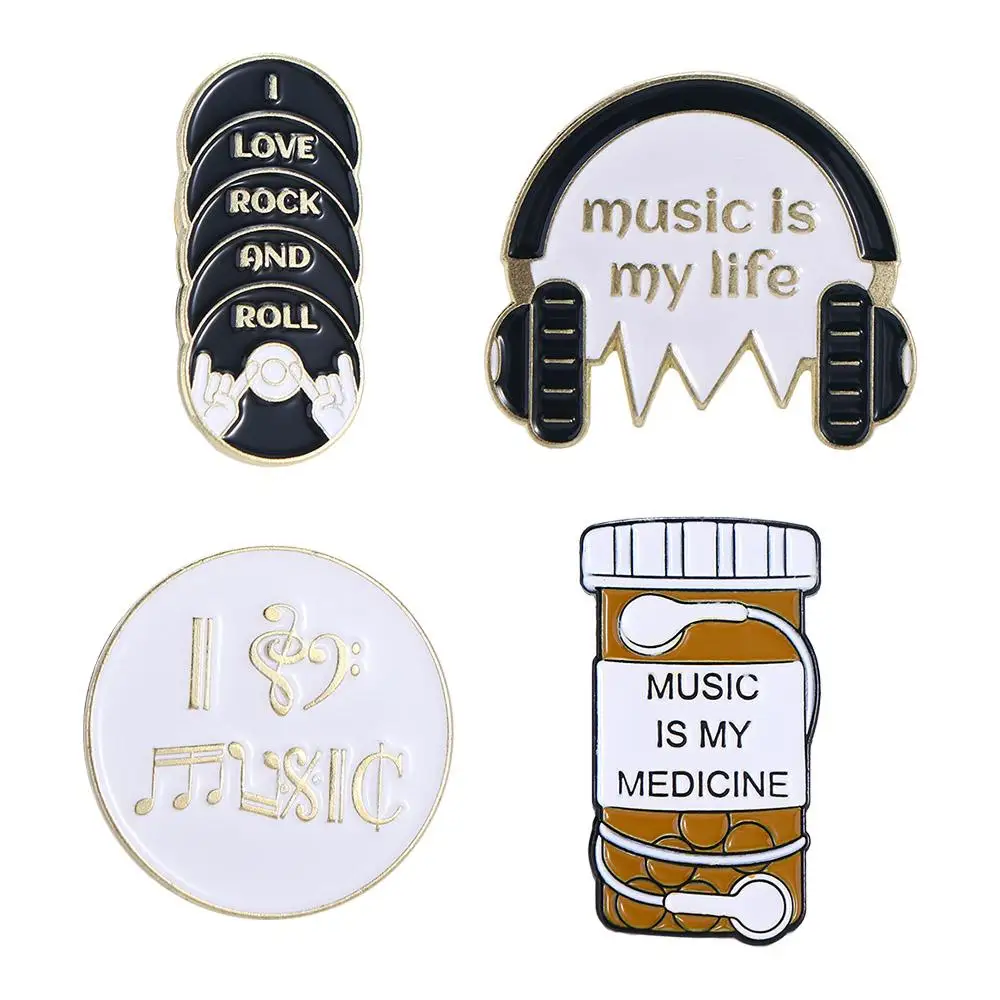 Lapel Jewelry Metal Rock Personality Earphone Baking Paint Pin Backpack Decoration Music Enthusiast Badge Cartoon Brooch