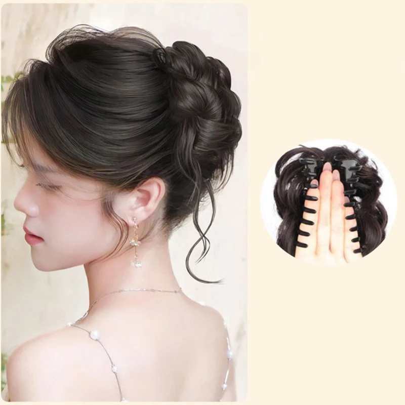 【B】Women Synthetic Hair Bun Bud Wig Bag Claw Clip To Increase Hair Pony Tail Hair Piece Daily Party Lifelike Styling Tools