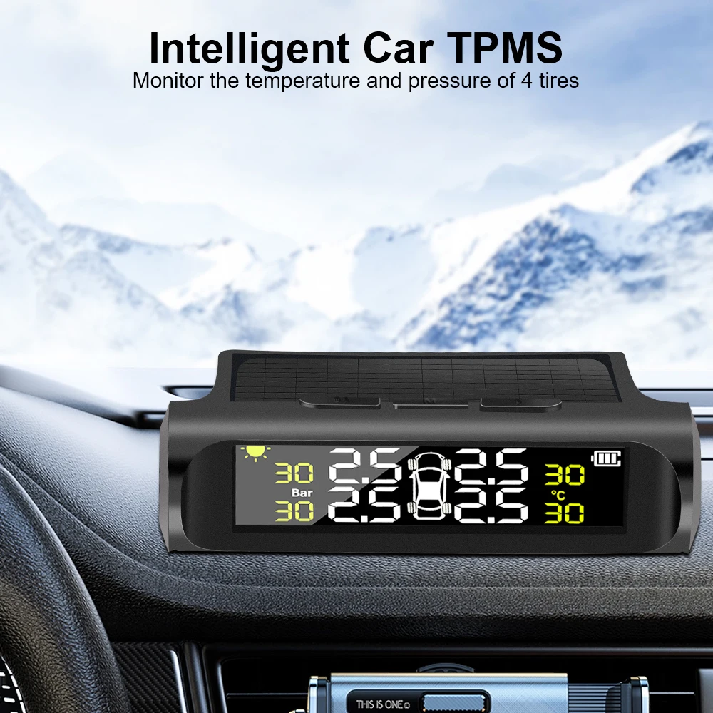 

НЕ Солнечная система контроля давления в автомобильных шинах TPMS Автомобильная охранная сигнализация 4-сенсорный цифровой дисплей с питанием от батареи