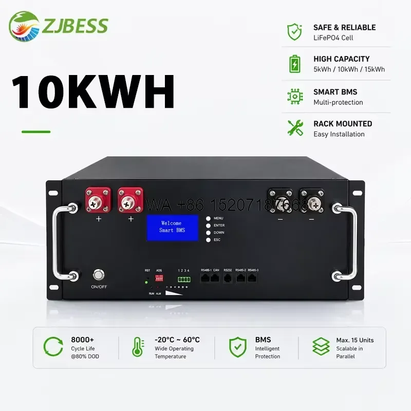Wmwmnu for Long Cycle Life 8000 Cycles Residential Solar Backup Power System Home Energy Storage 10kWh Rack Mounted Lithium