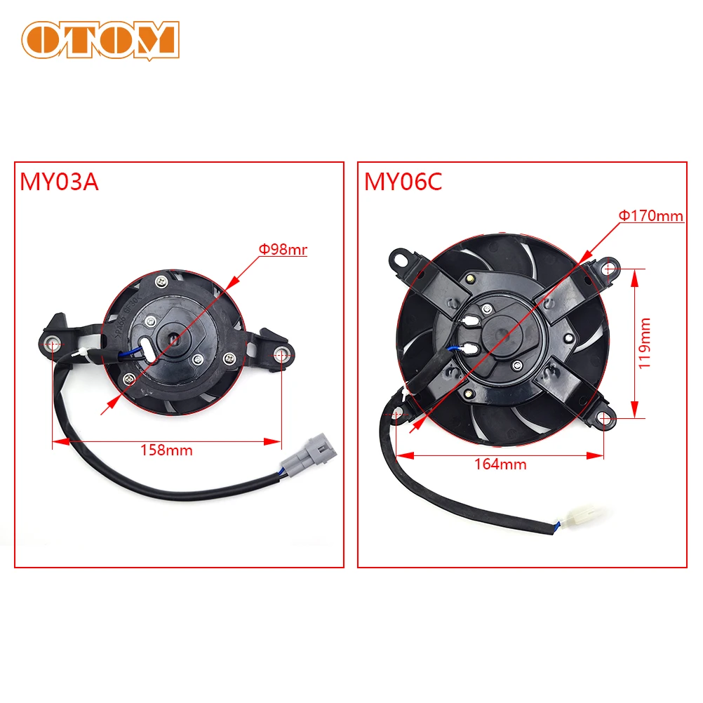 OTOM Universal Motorcycle Radiator Cooling Fan Small Power and Large Air Volume For KTM HONDA YAMAHA KAWASAKI SUZUKI GasGas Bike