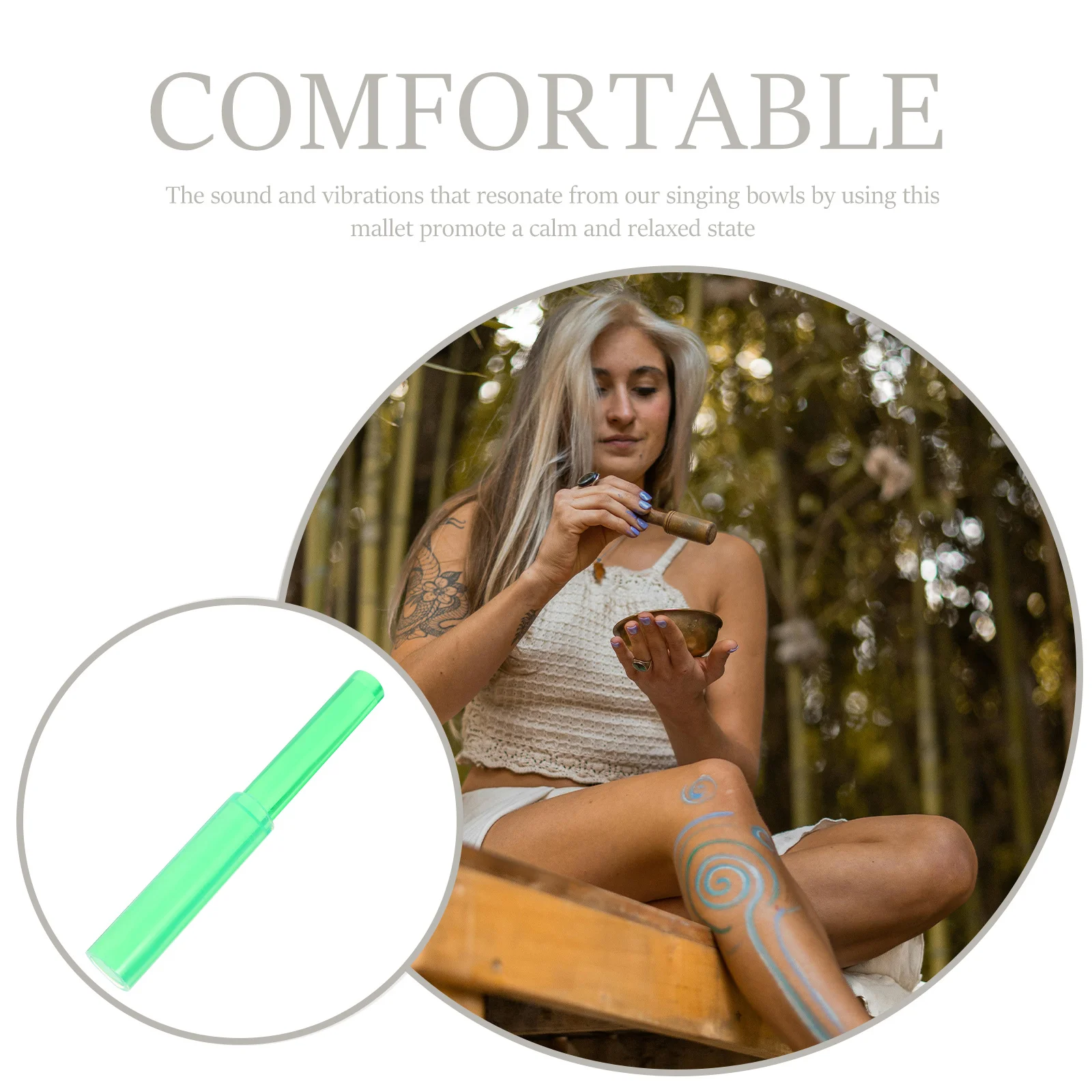 

Crystal Singing Bowl Mallet Meditation Sound Bowl Mallet Safe Material Clear Pleasant Sound Easy Grip Yoga Enthusiasts