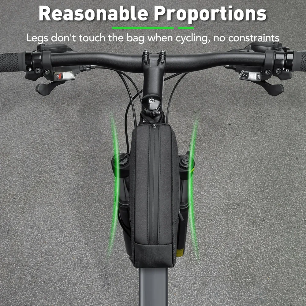 Bolsa de bicicleta de 1,2 L, bolsa de ciclismo de tubo frontal con marco portátil, bolsa de alforja para bicicleta de montaña y carretera, bolsa de ciclismo ultraligera de gran capacidad