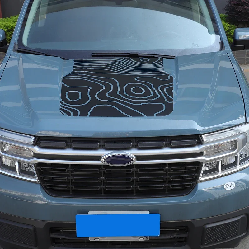 

Черная крышка двигателя автомобиля из ПВХ, наклейки с цветочной пленкой, автомобильные аксессуары для Ford Maverick 2022-2025