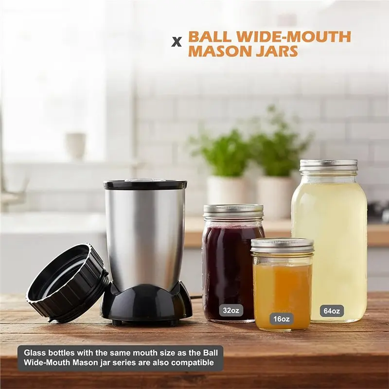 A94E-Blender Adapter Ring For Magic Bullet, Leak-Proof Convert To Wide-Mouth Ball Kerr Mason Jar Blending Accessory