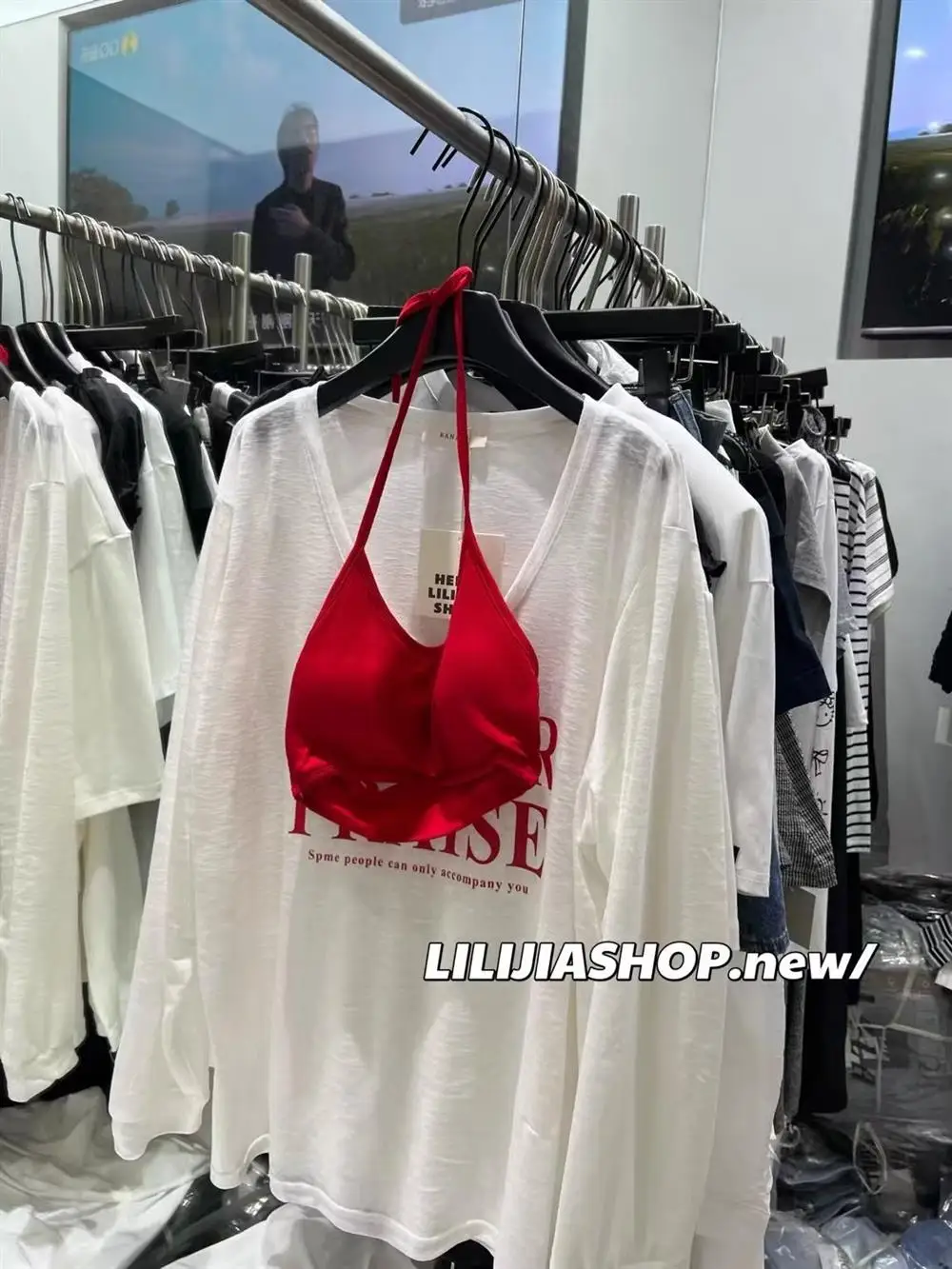 Dongda Gate Zomer Nieuwe V-hals Letterprint Zonbescherming Lange Sve T-shirt Hangende Ne-riem Tweedelige set Dames