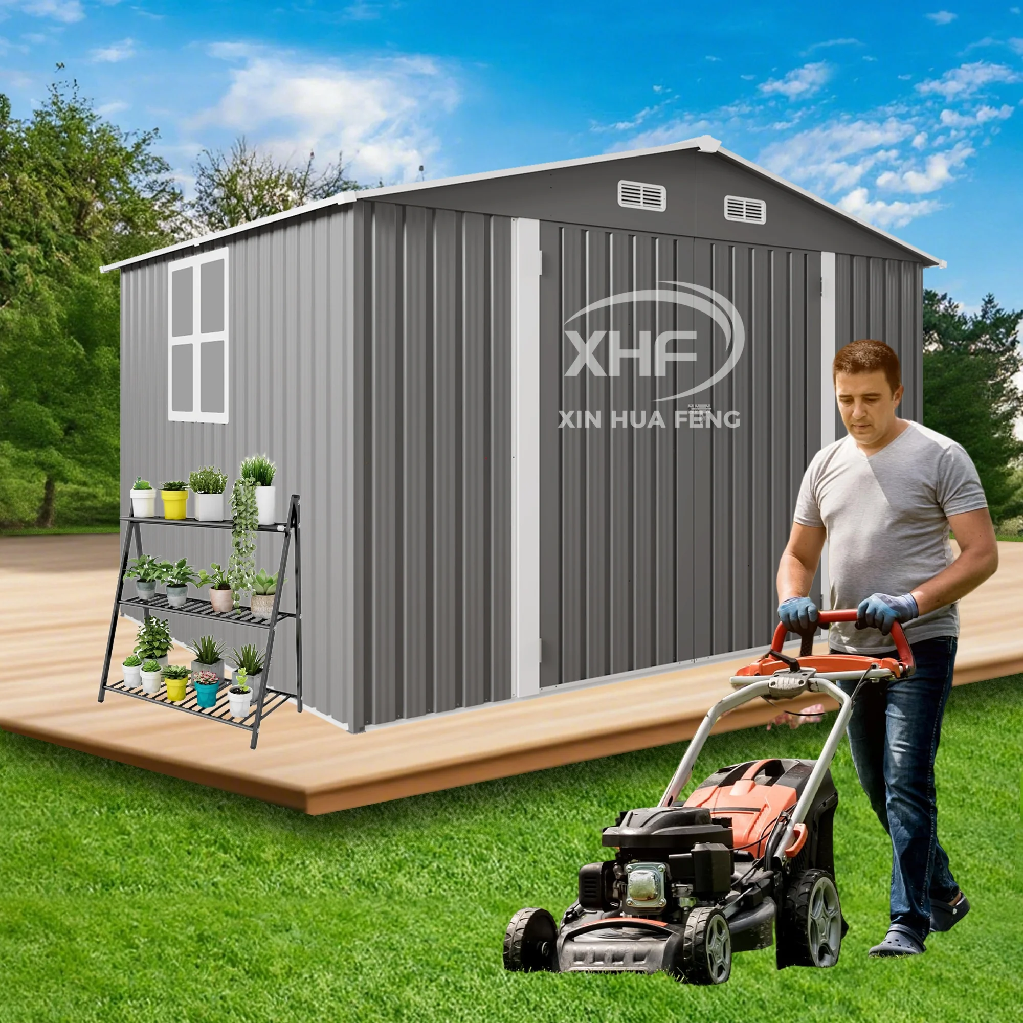 

10X8FT Outdoor Metal Storage Shed Durable Garden Shed With Updated Frame Structure For Backyard Patio Tool Storage