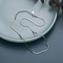 S925 Sterling Silver Simple Temperament Net Red All-Match Necklace Female Retro 18k Gold Retro Short Clavicle Chain Wholesale