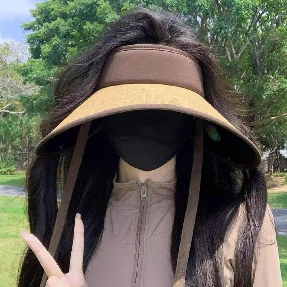 

New Design Detachable Shawl Sunshade Hat Wide Brim Adjustable Straw Cap UPF 50+ Foldable Empty Top Sun Hat Outdoor