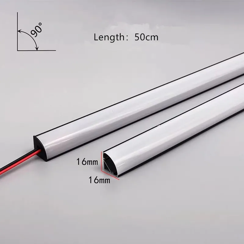 Black Aluminum Profile LED Bar DC12V 50cm LED Light Strip Polychrome Advanced Texture for Interior House Ceiling Wall Corner
