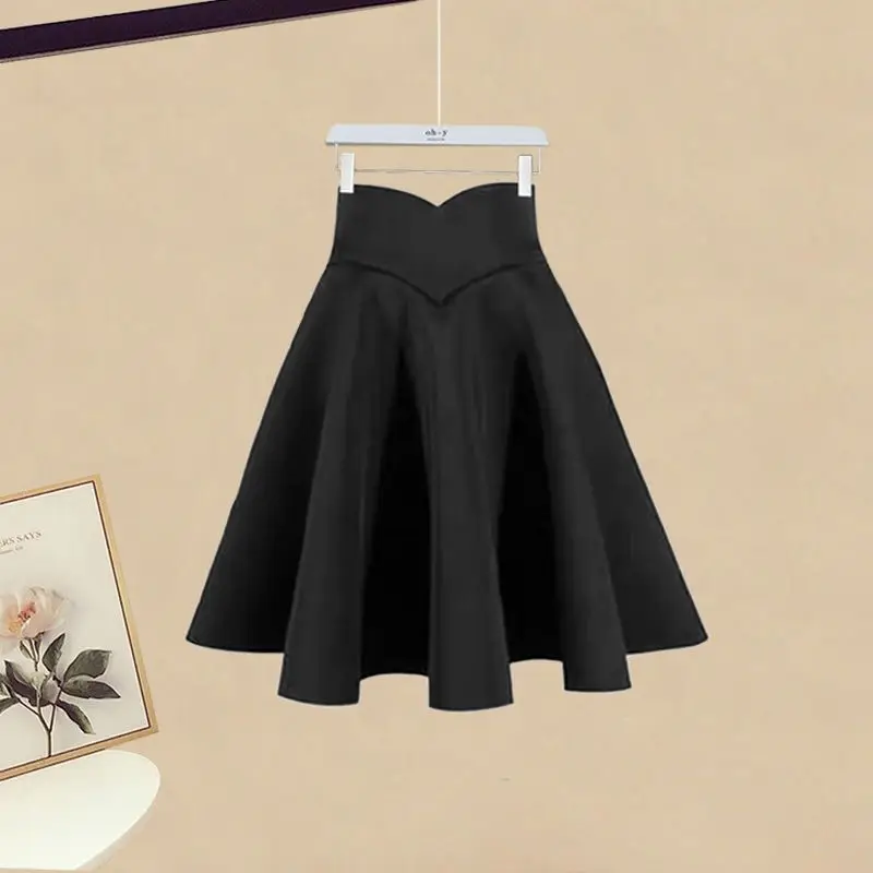 Spring and Autumn Season Set Women's Korean Edition New Slimming Lantern Sleeves Knitted Sweater Half Skirt Two Piece Set