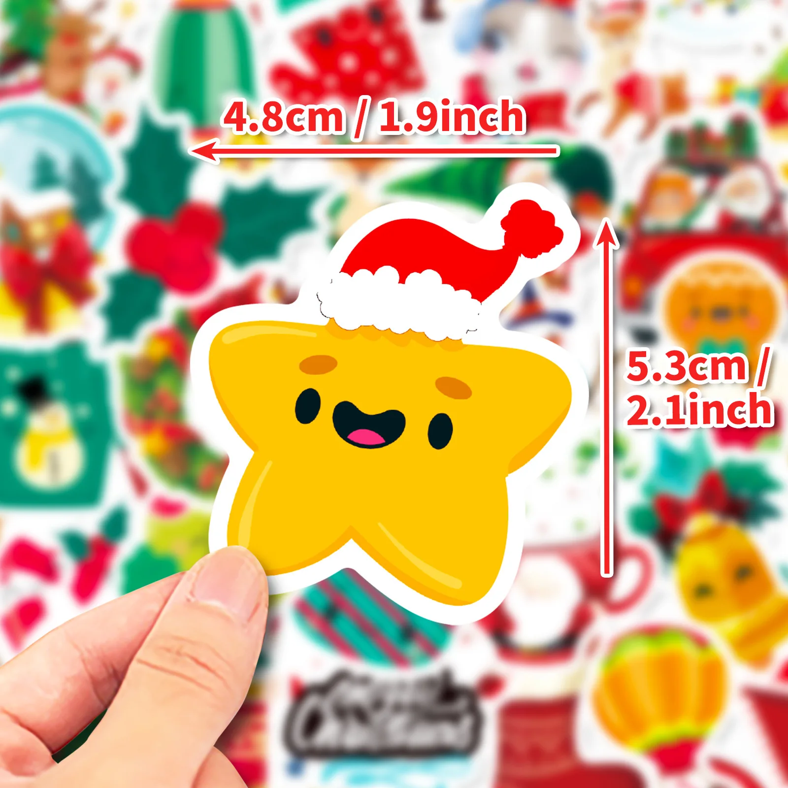 50pcs Christmas Graffiti Pattern Cartoon Anime Xmas Stickers Cute Waterproof Stickers Suitable for Laptops Water Bottles