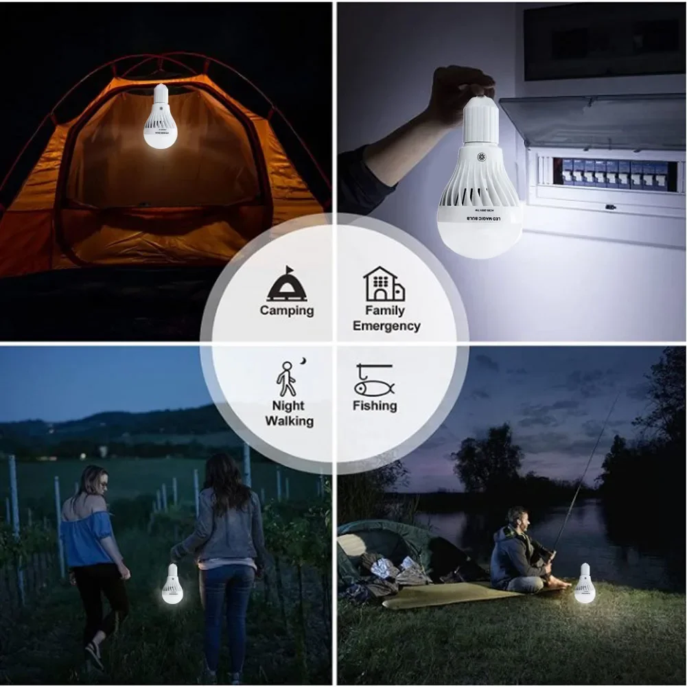 Outdoor LED Emergency Bulb E27 Rechargeable Light With remote control Portable tent Lantern Night Lights for Camping Fishing