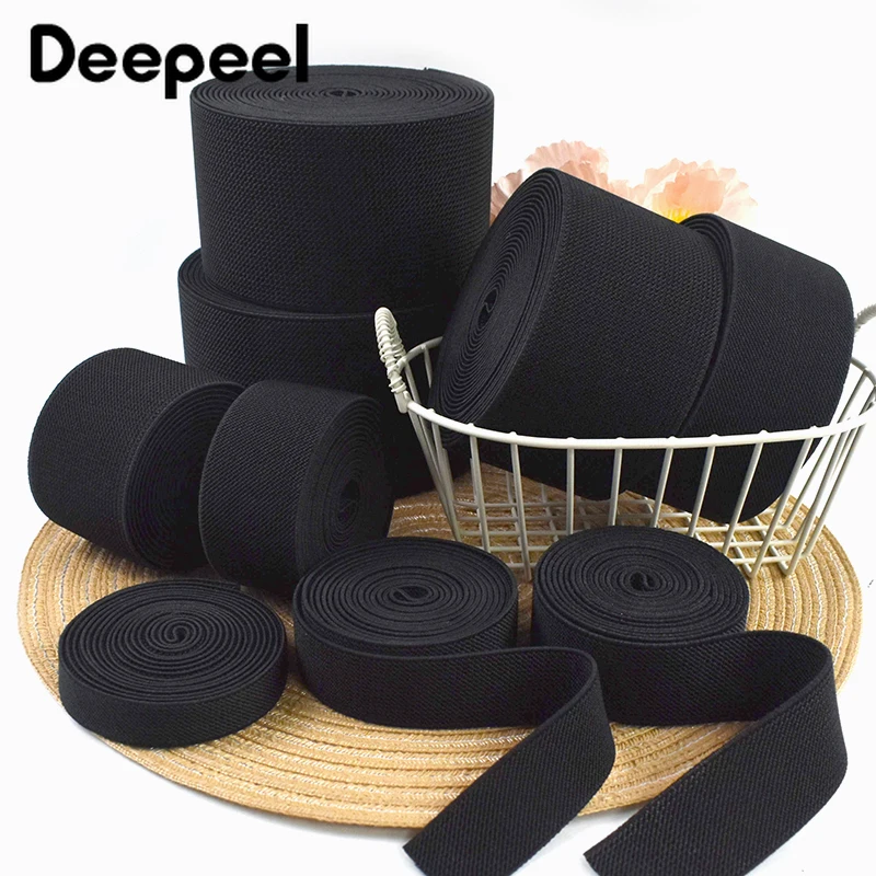 

1-4M 10-80mm Black Elastic Band Pants Jeans Waistband Rubber Bands Garment Belt Spring Apparel Bungee Cord Sewing Accessories