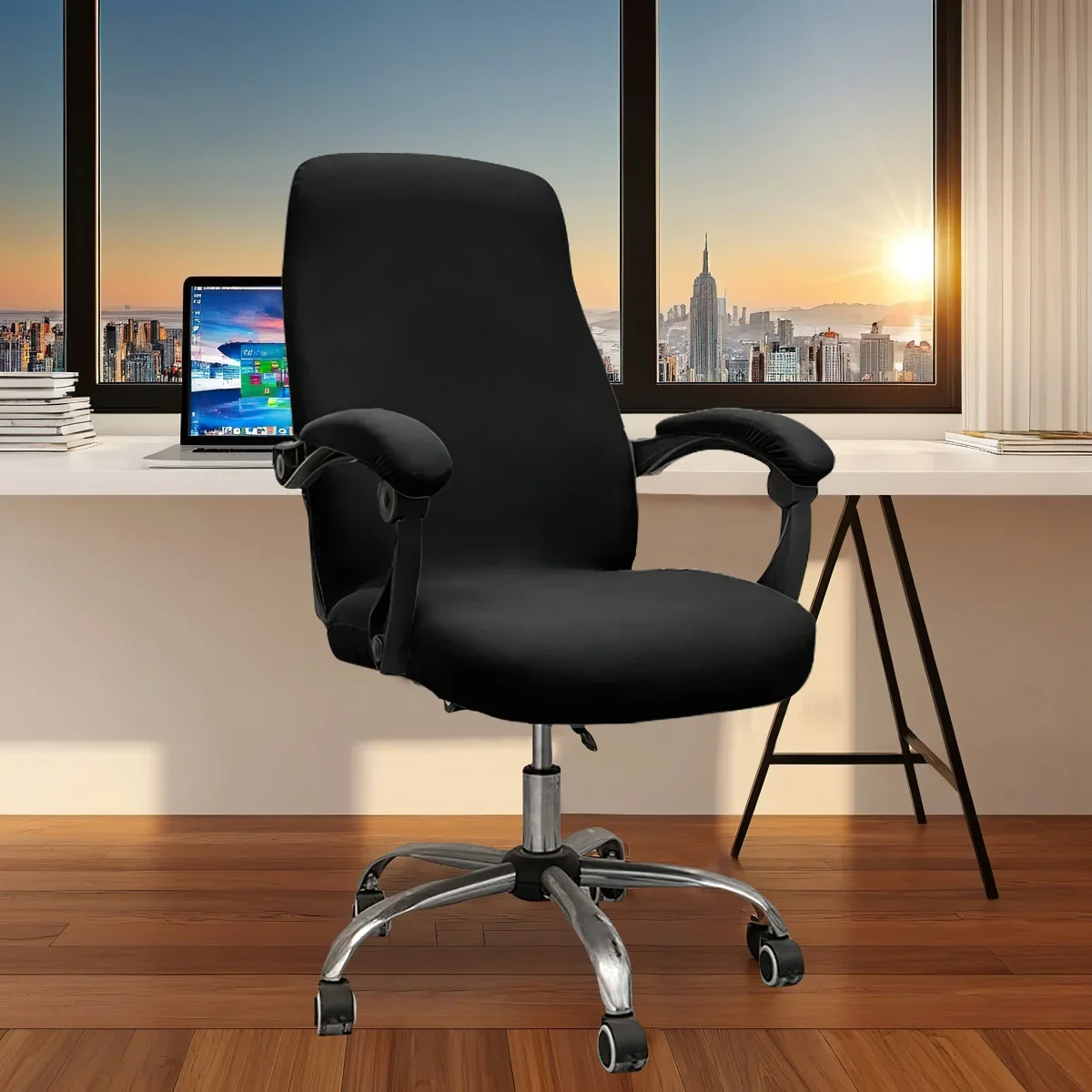 1pc 75D Waterproof Elastic Milk Silk Office Chair Cover, Keep The Office Chair Clean and Tidy
