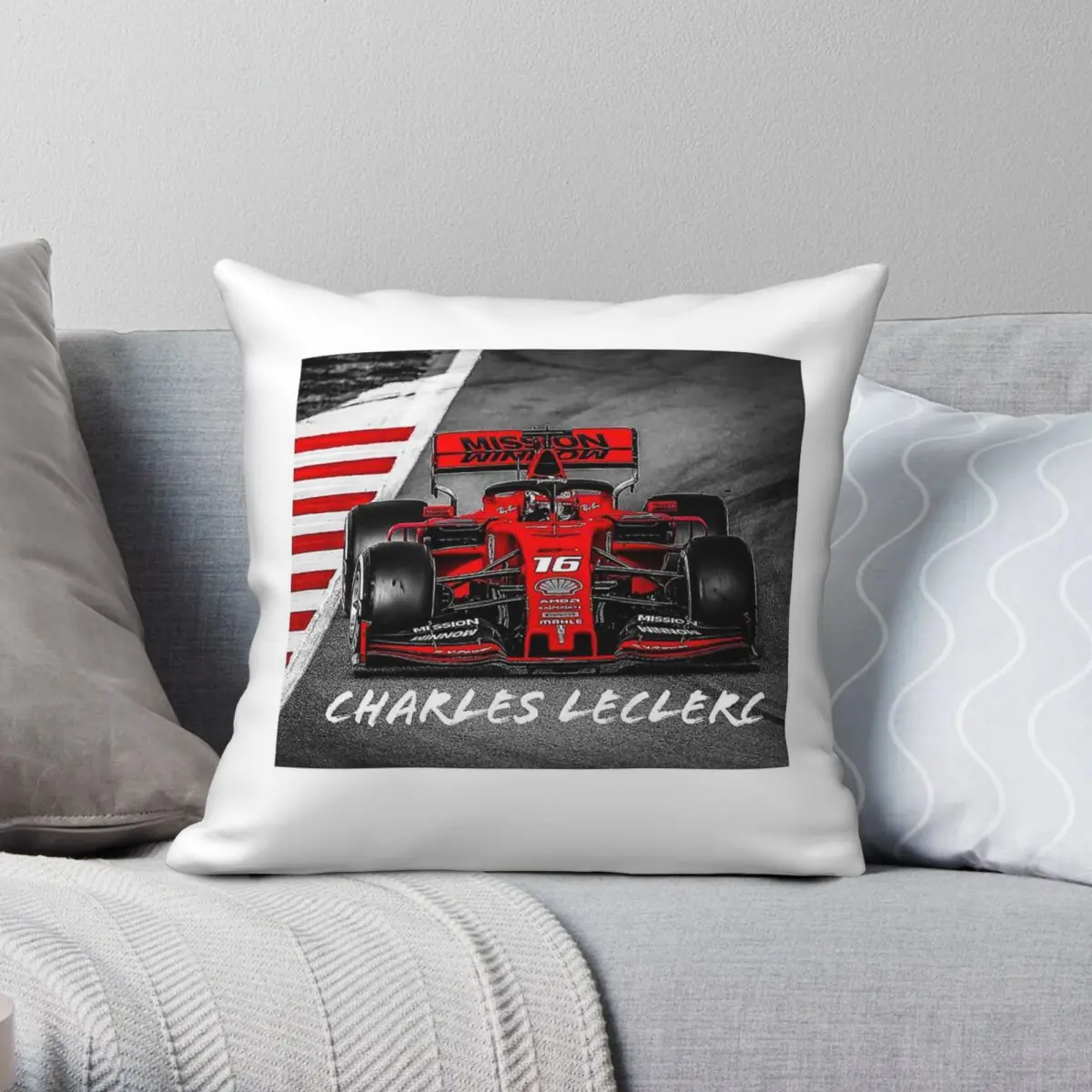 Charles Leclerc Graphic Square Pillowcase Polyester Linen Velvet Pattern Zip Decor Home Cushion Cover 45x45